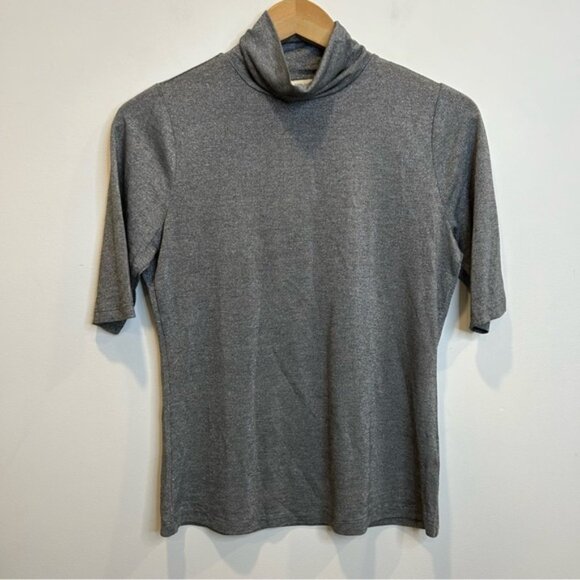 Laura Metallic Knit Turtleneck Top Silver Grey - Picture 5 of 10